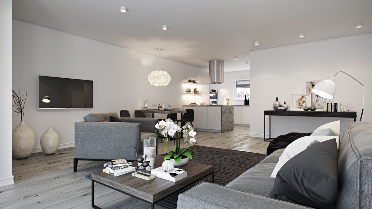 Open-Plan gray and white nuance