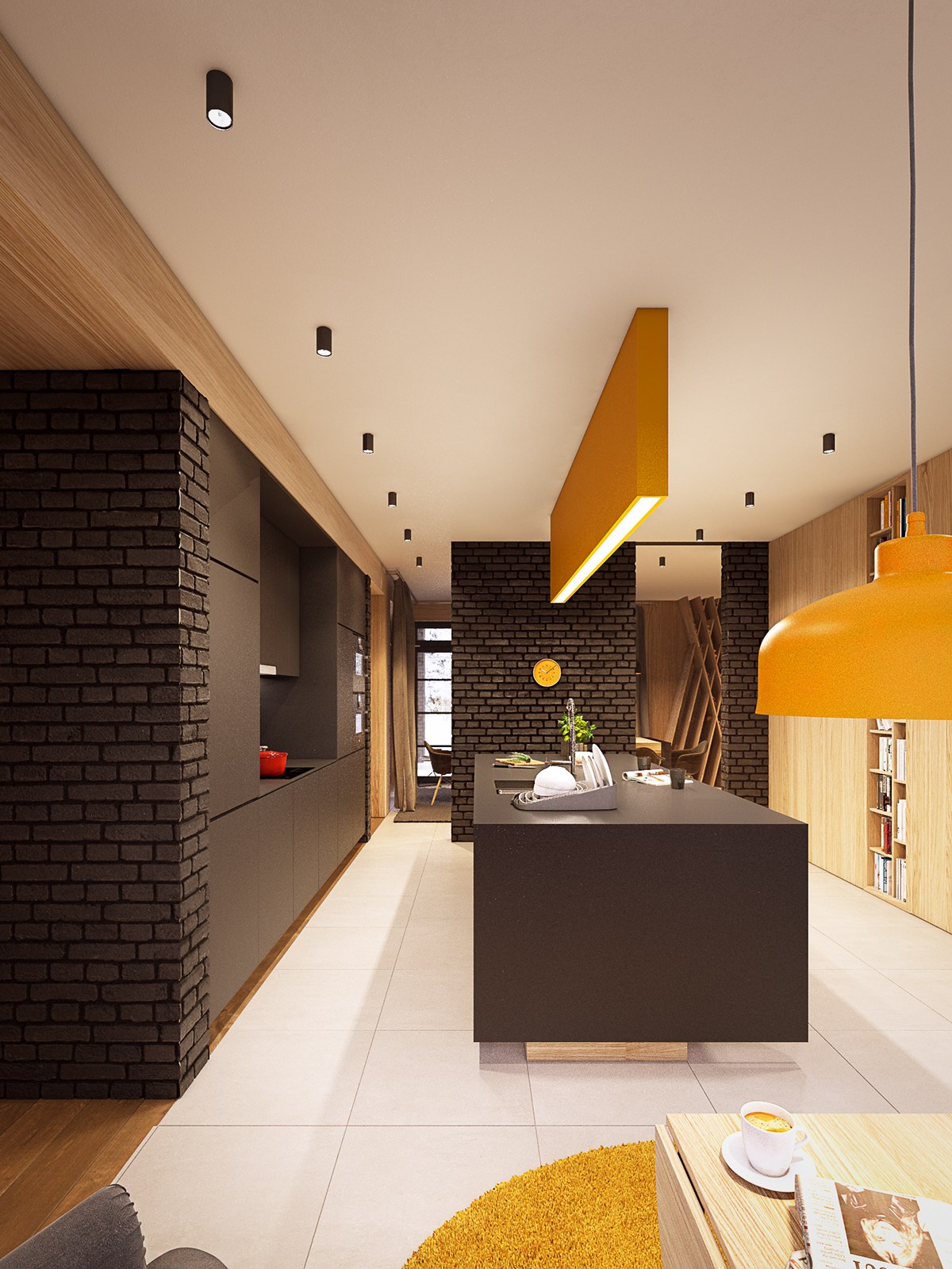 brick-and-wood kitchen design