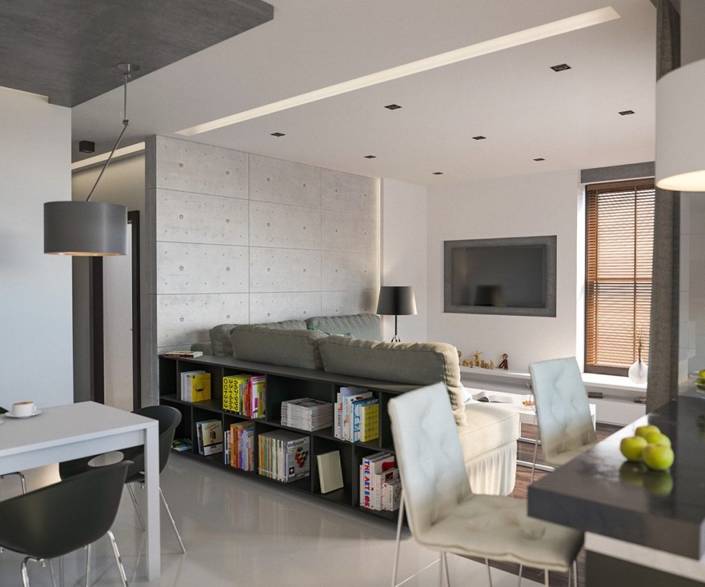 Image showcasing 3 Eclectic Modern Apartment Layout with Industrial Concrete Wall Panels ...