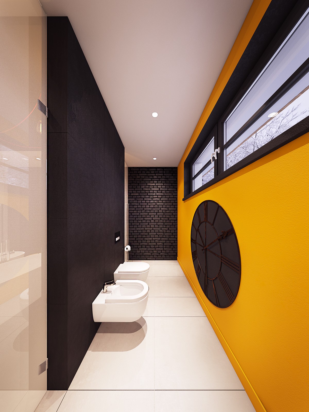 dark yellow trendy bathroom