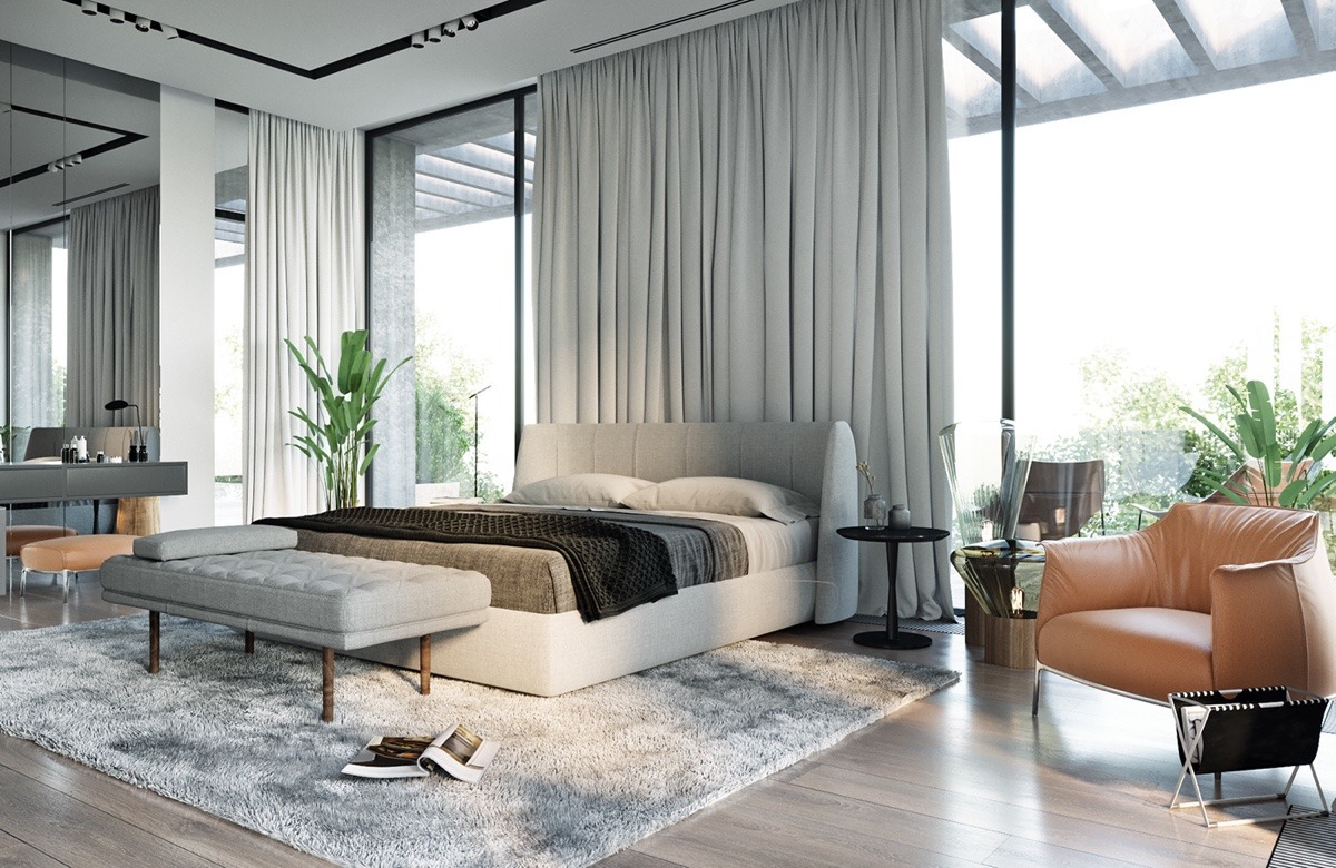 modern bedroom with natural light