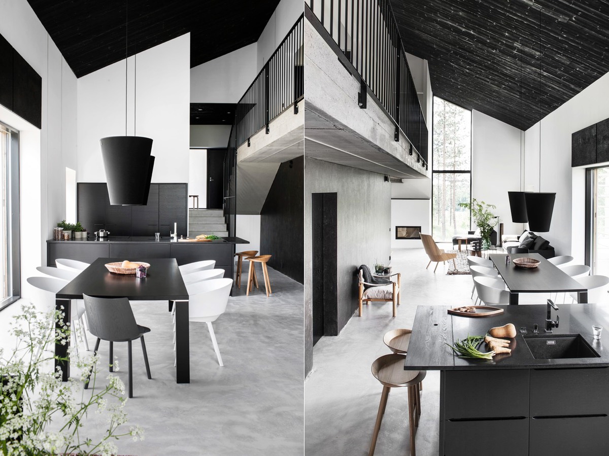 Dining Room With Black And White Chairs