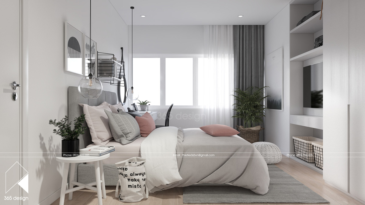 white-bedroom with modern Scandinavian style