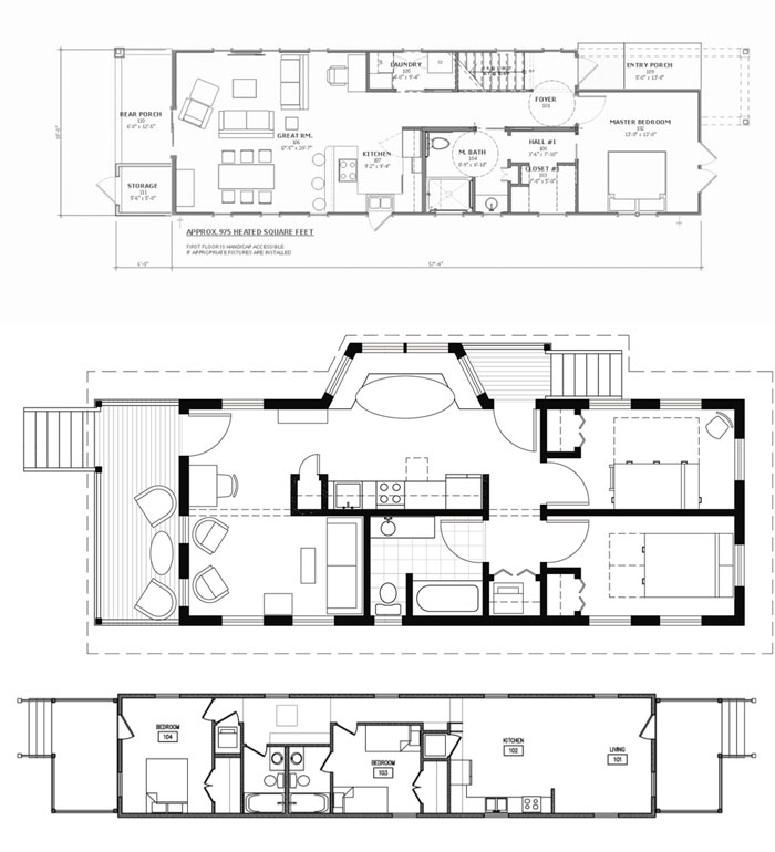 Shotgun Modern Floor Plans