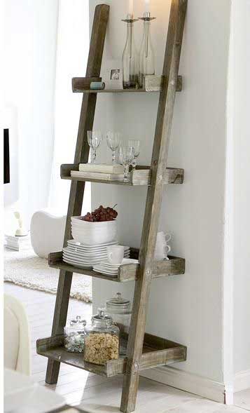 brown ladder shelf