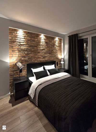 modern brick wall bedroom