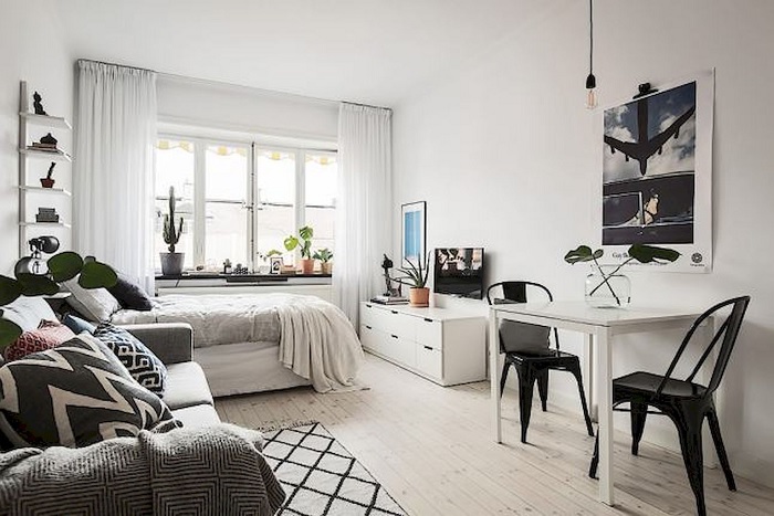 Scandinavian Bachelor  Studio  Apartment DIY Low Cost 