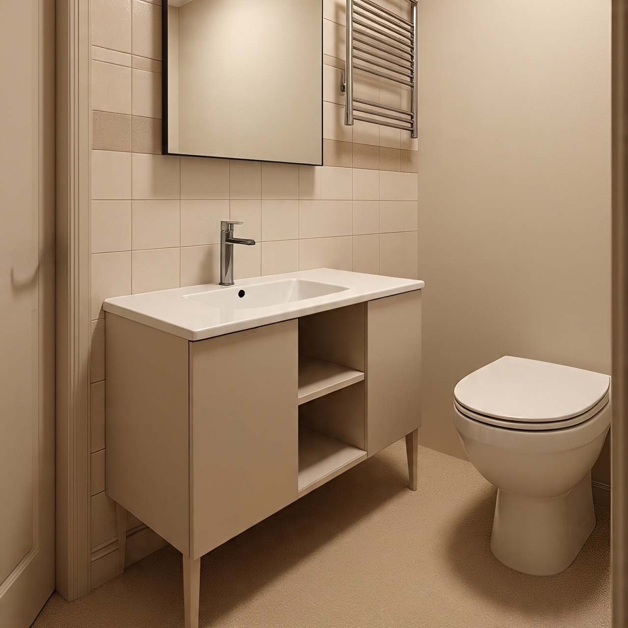 modern toilet and sink combo unit in a small bathroom