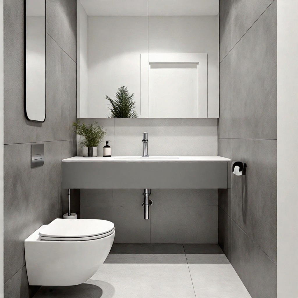 floating toilet and basin for modern space-saving bathroom design