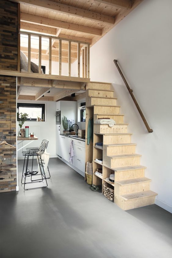 Loft Stairs as A Storage Place