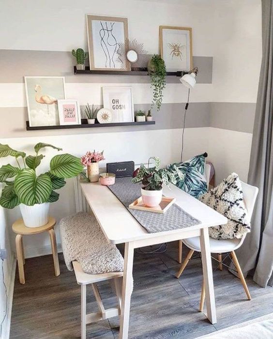 Interesting Dining Room with Bench Decoration