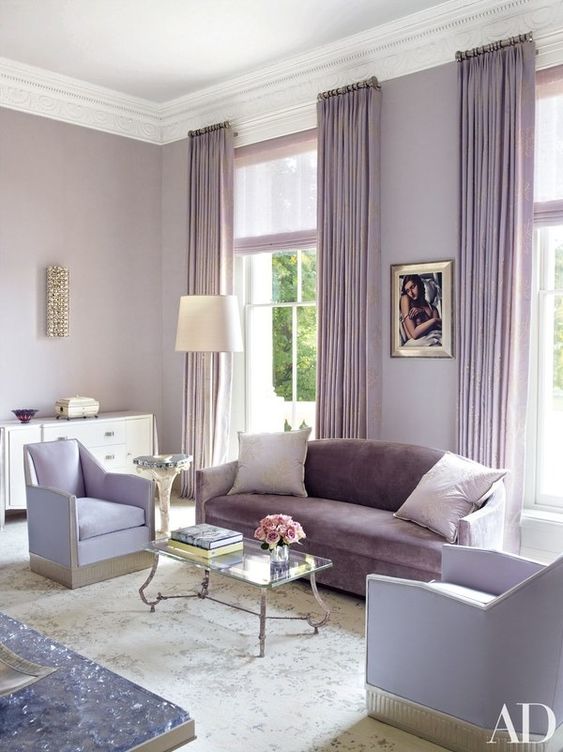 violet scheme color for minimalist living room