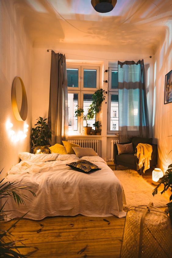 warm lighting to make a bedroom feel cozy