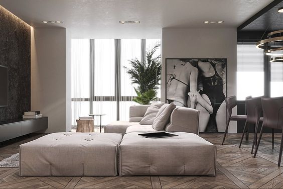 modern monochrome living room