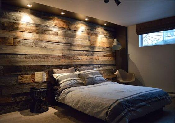 Dark Wooden Bedroom with Full Lighting