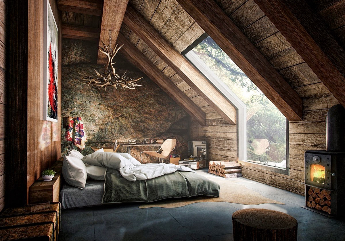 Bright Rustic Attic with Masculine Combination