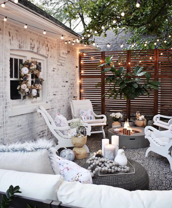 white comfortable backyard ideas
