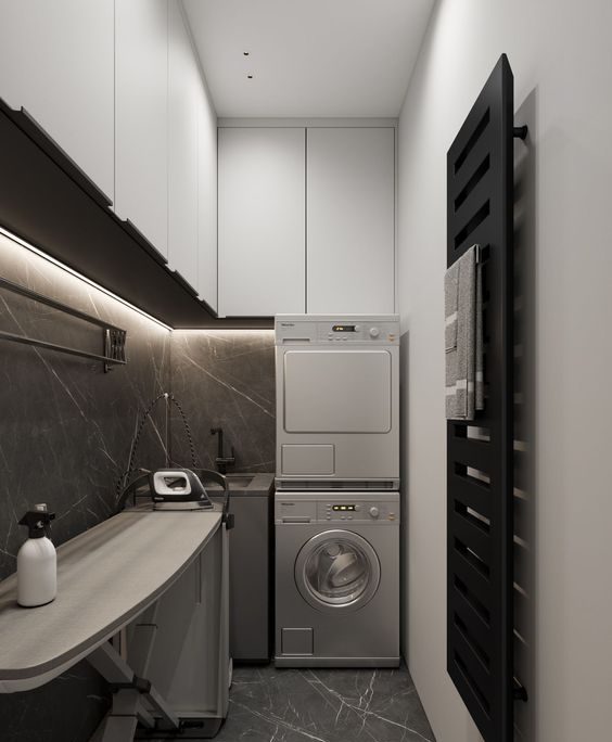 dark and soft Minimalist Laundry Room