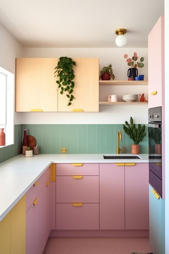 vibrant small kitchen decorating