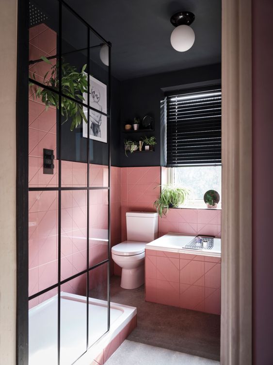 black and pink small bathroom decors