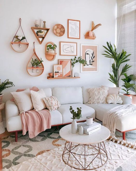 pink stylish living room decors