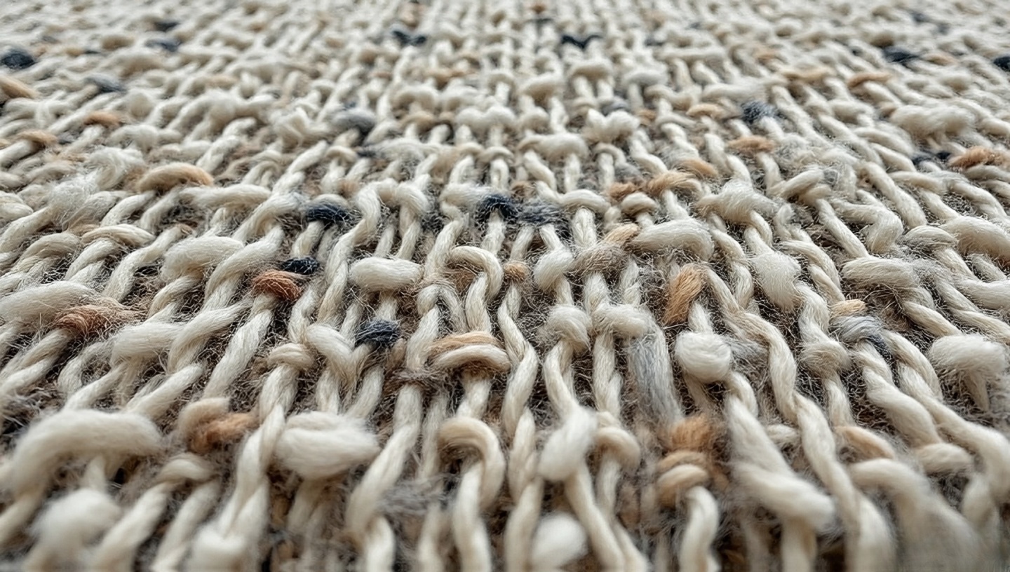 Natural undyed wool Southwestern rug texture close-up