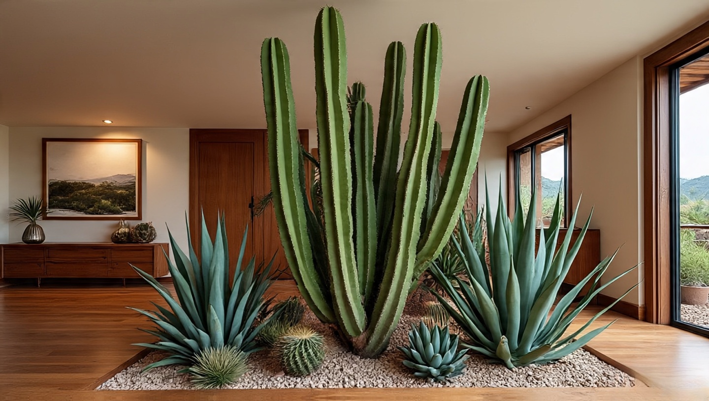 Potted cacti and succulents as decorative elements in Southwestern interior design