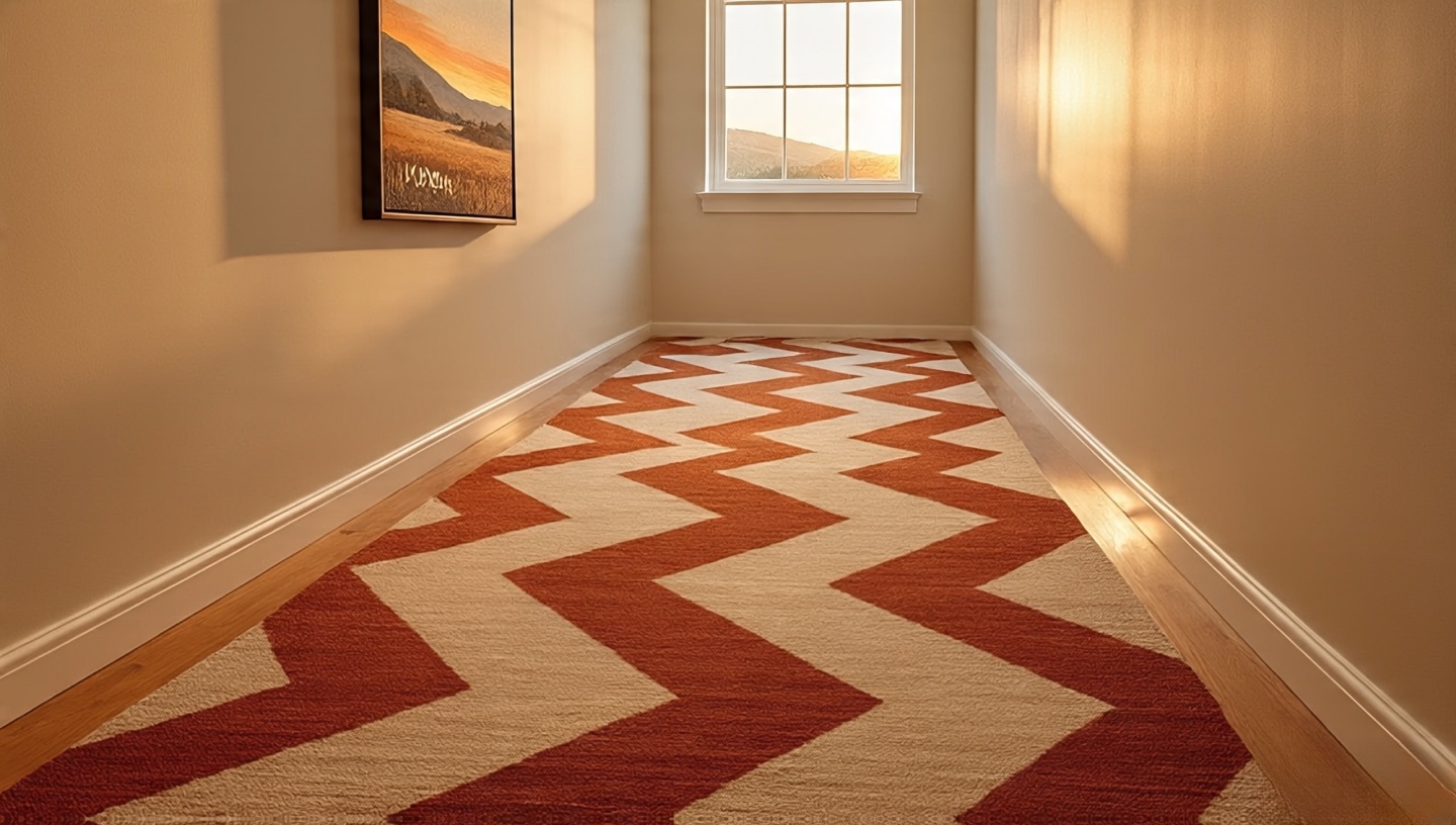 Zigzag pattern Southwestern runner in hallway