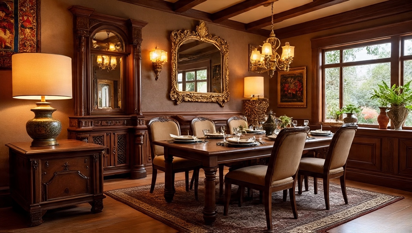 Earthy Brown with Burnished Gold Southwestern Dining Room