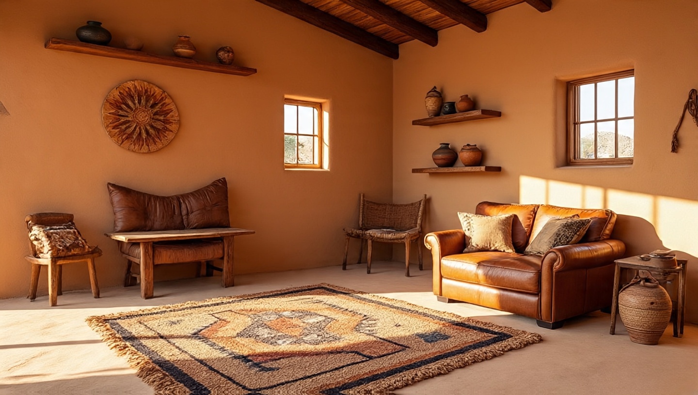 Classic Terracotta and Sand Southwestern Living Room