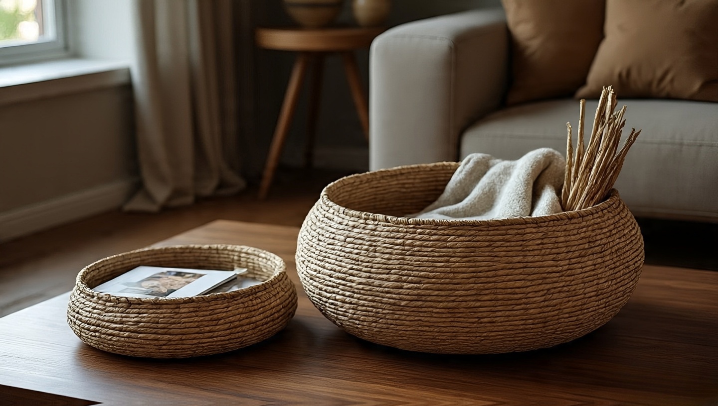 Collection of seagrass, willow and yucca baskets in varying sizes