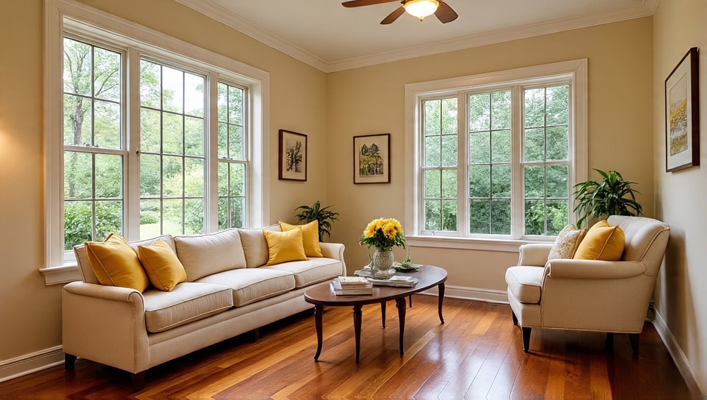 Creamy Beige with Sunflower Yellow Southwestern Sunroom