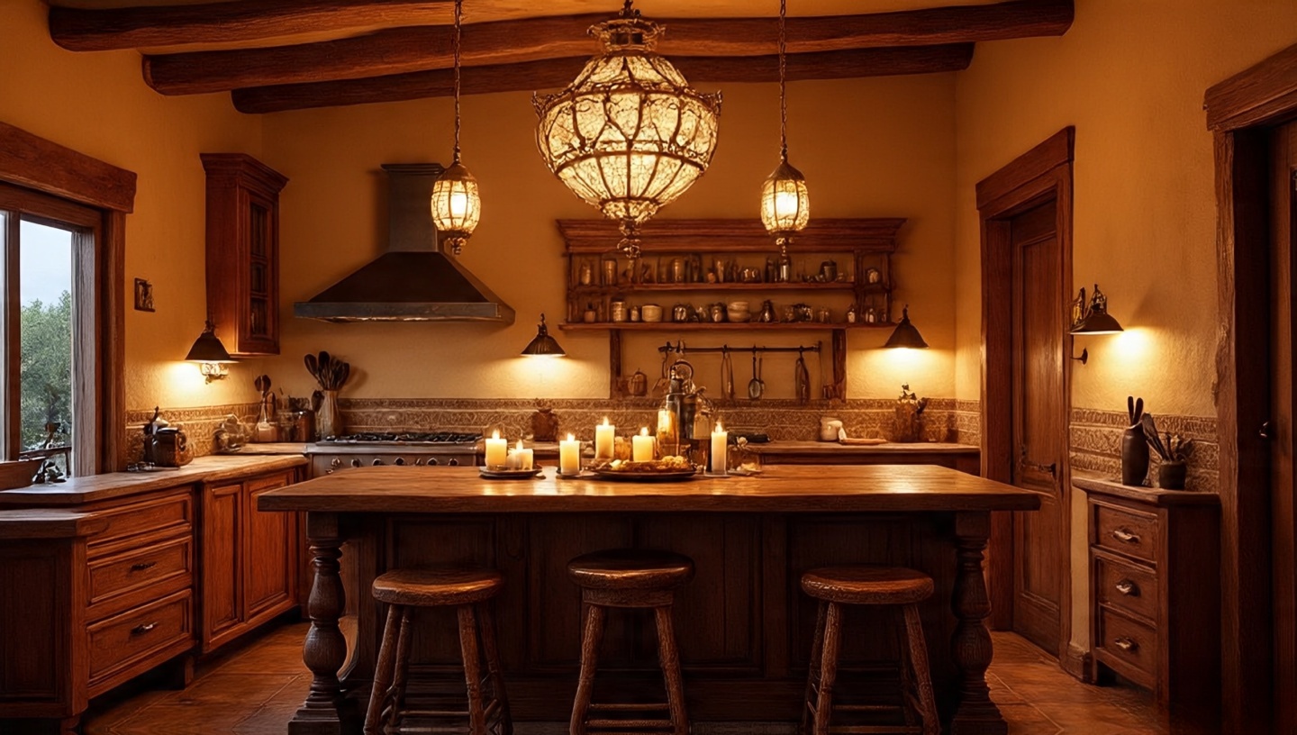 Warm Edison bulb pendant lights over a kitchen island