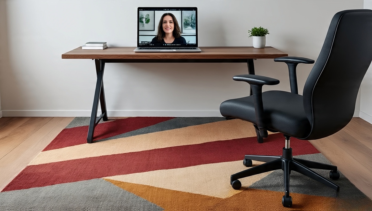 Home office with Southwestern inspiration rug