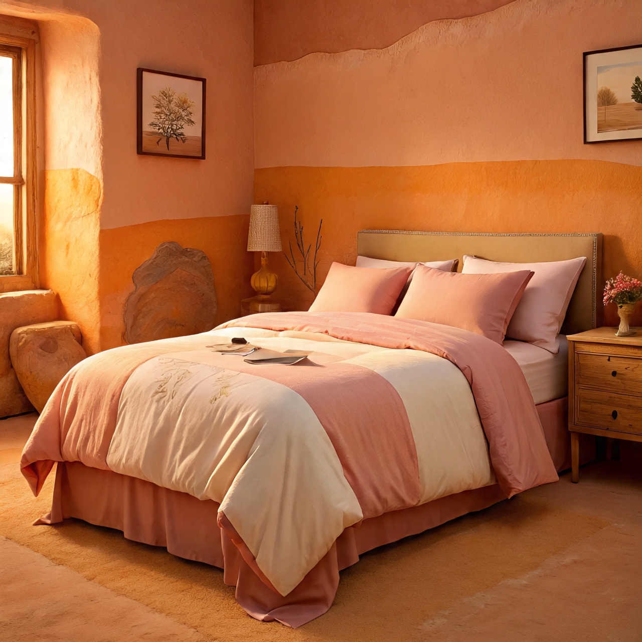 Painted desert color scheme in Southwestern bedroom