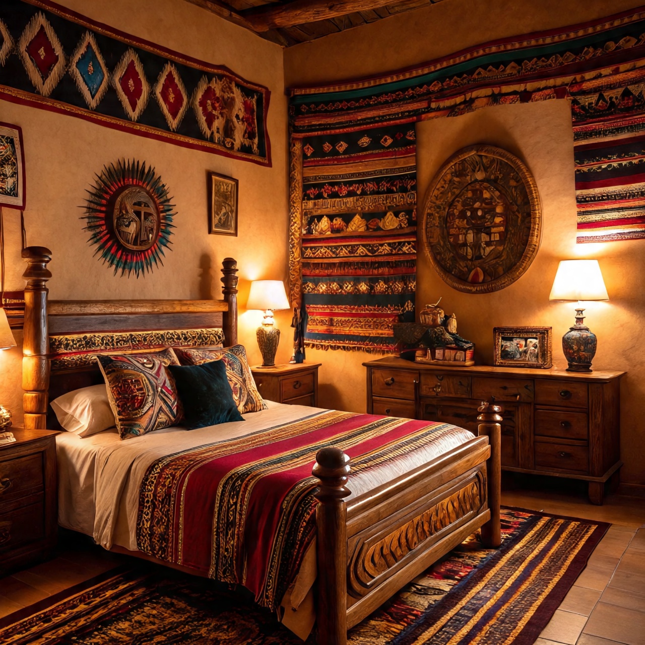 Native American cultural accent pieces in bedroom decor