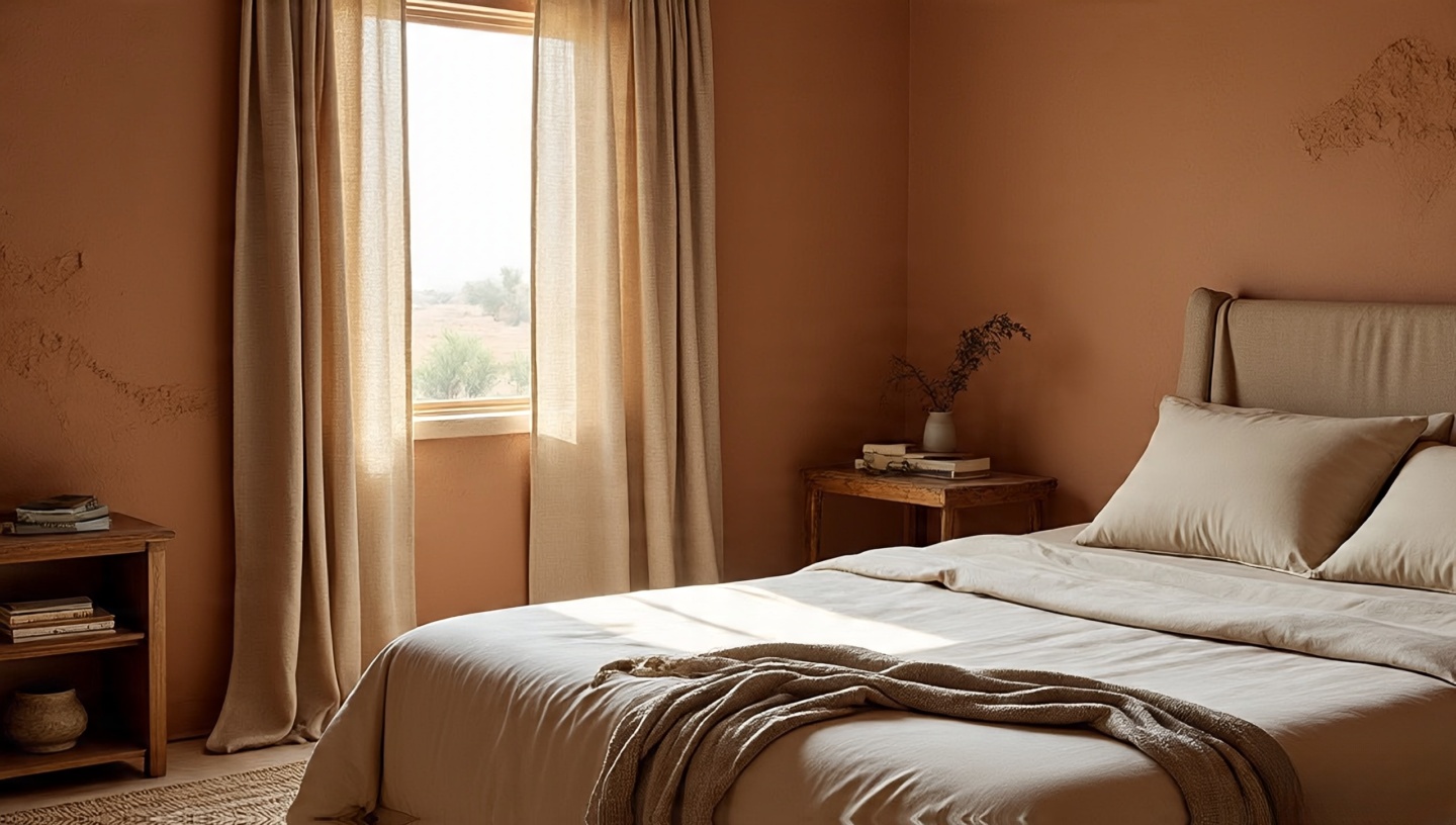 Sun-Baked Clay with Muted Cream Southwestern Bedroom