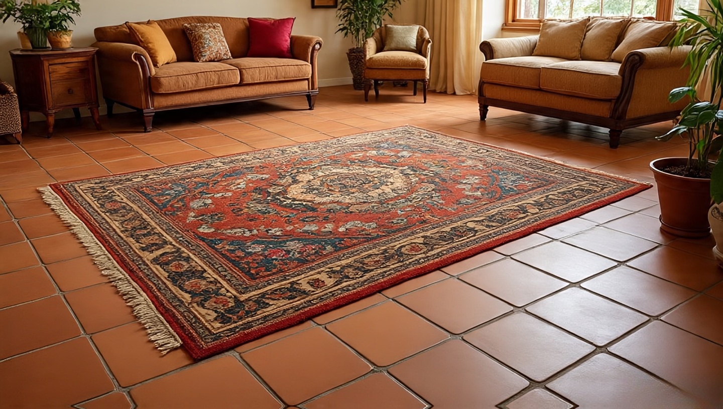 Saltillo tile flooring with visible terracotta color variations