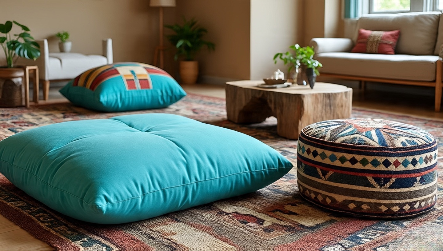 Floor cushions made from Southwestern textiles