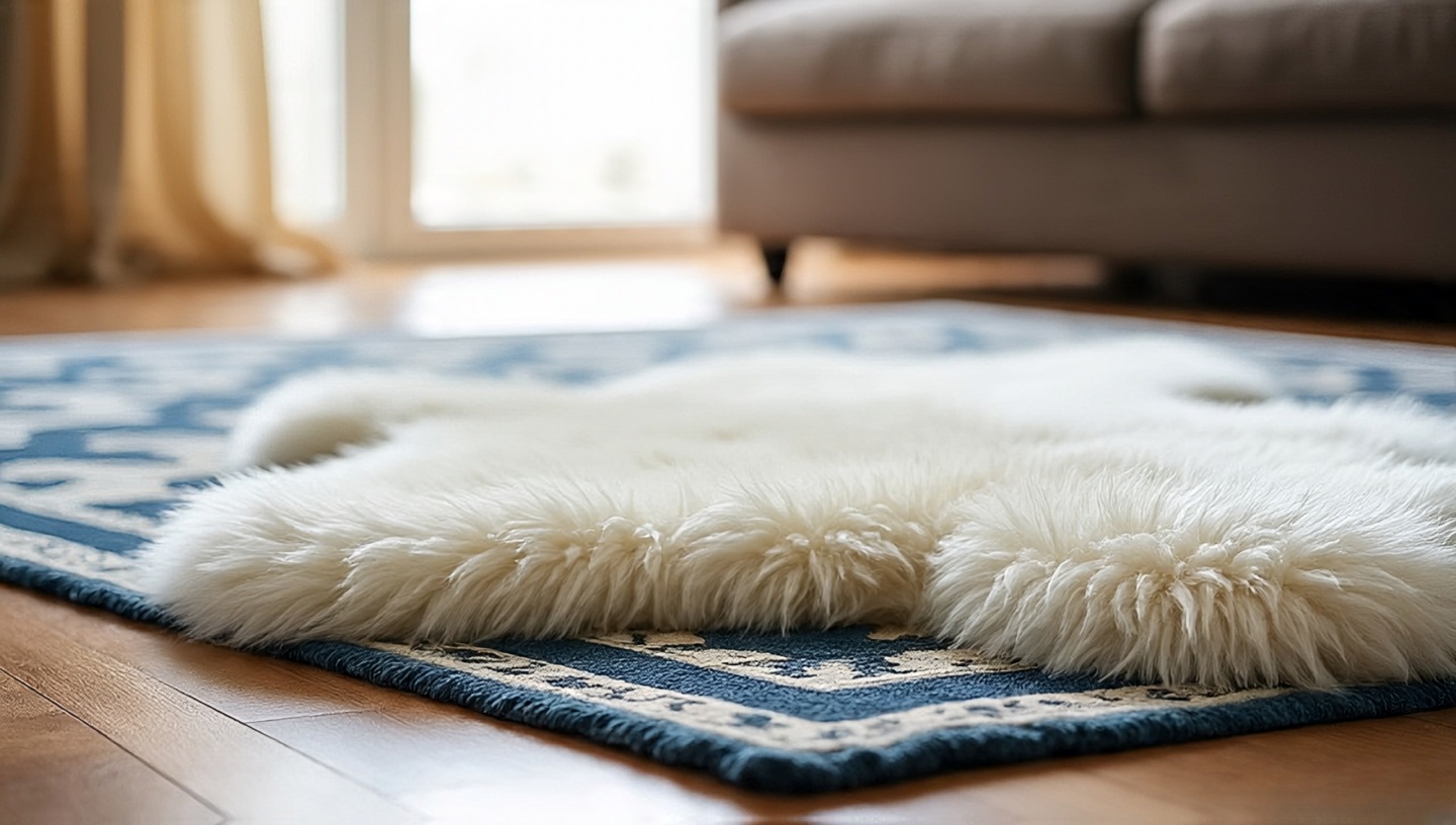 Layered rugs with different pile heights