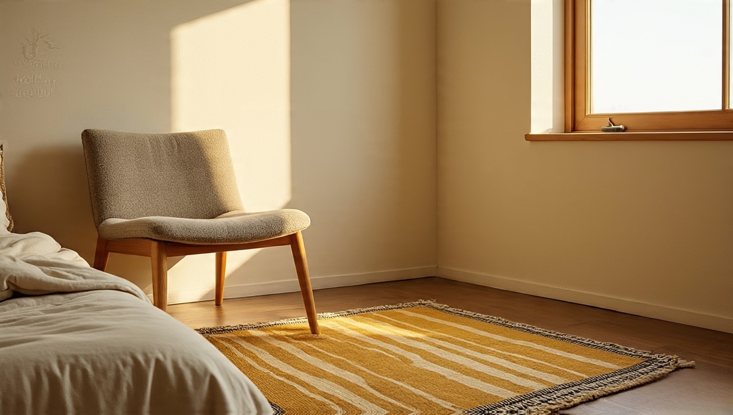 Southwestern rug with mustard and ochre color hints