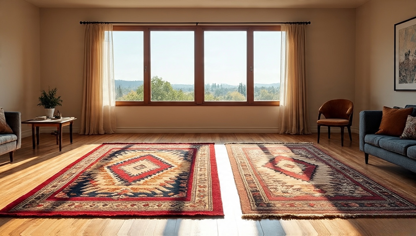 Rotating Southwestern rugs for even wear