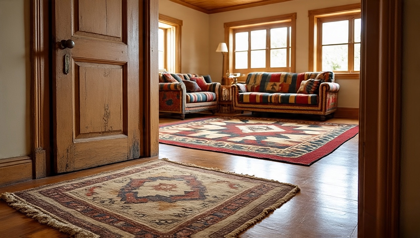 Vintage and new Southwestern rugs mixed