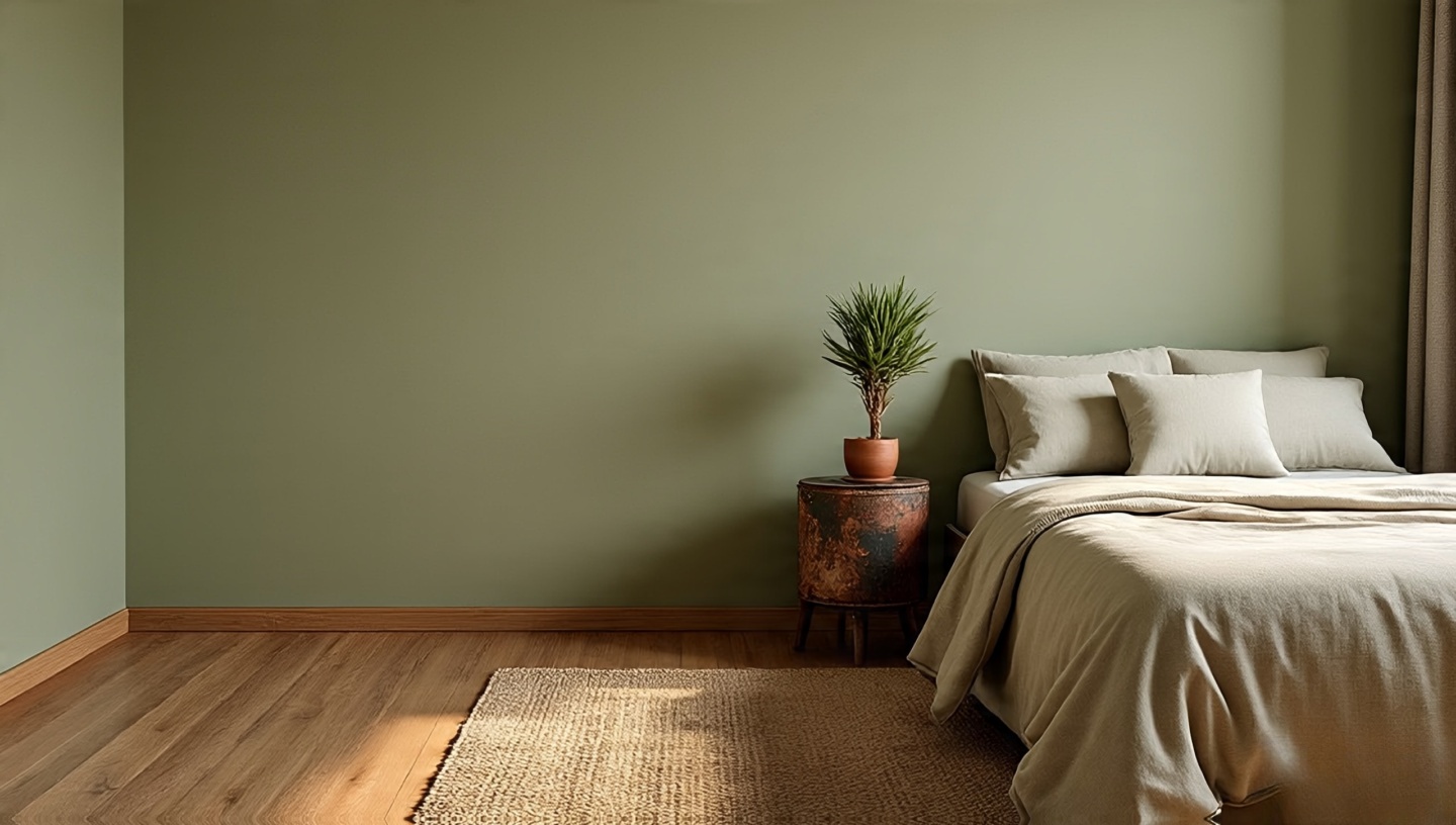 Sage Green and Raw Linen Southwestern Bedroom