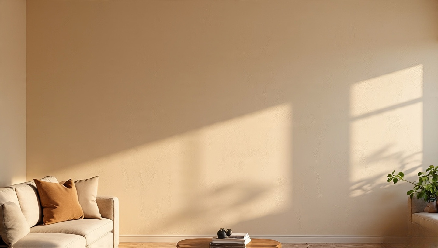 Soft limewash plaster wall with gentle hand-applied texture creating a sun-softened adobe look