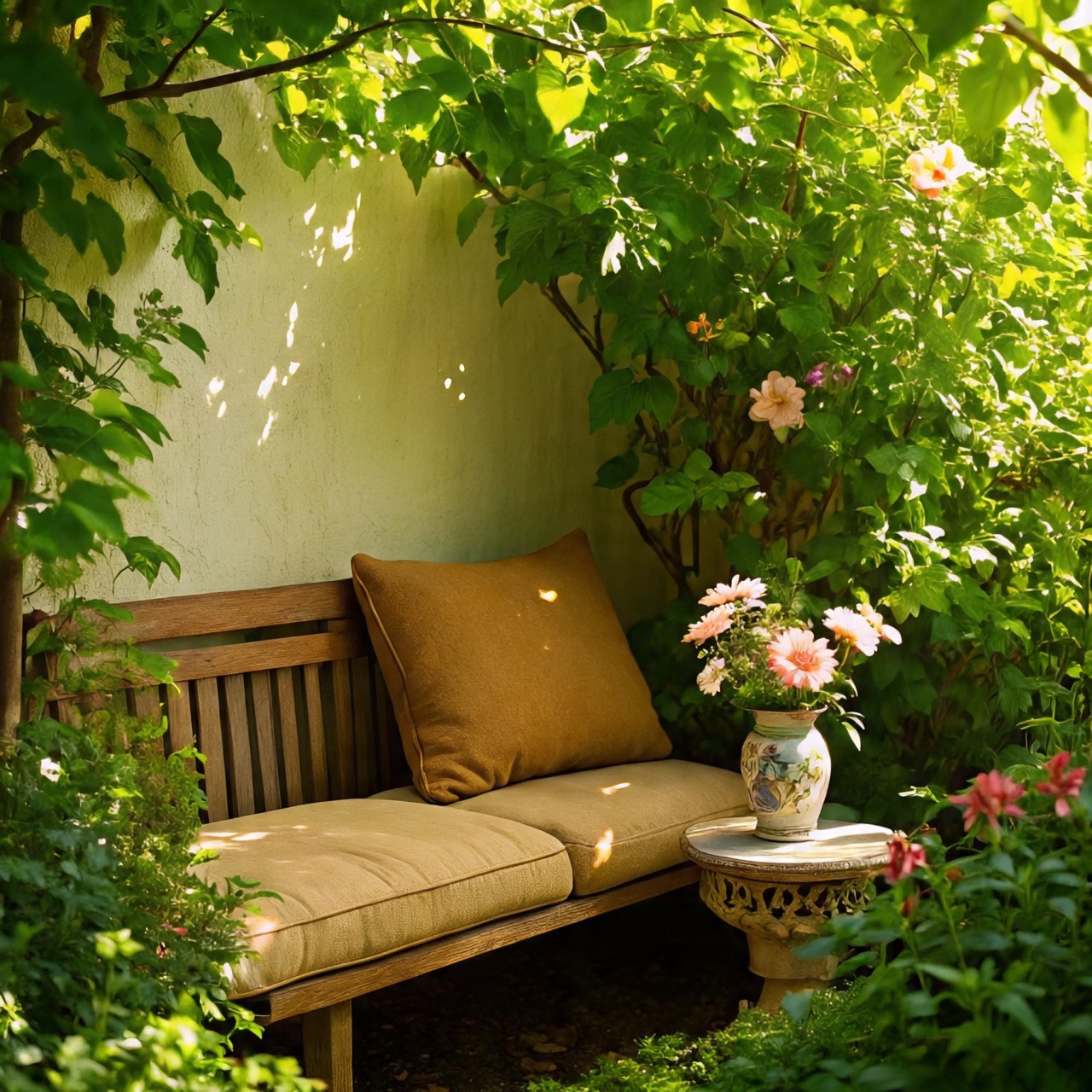 cozy garden corner with lived-in style