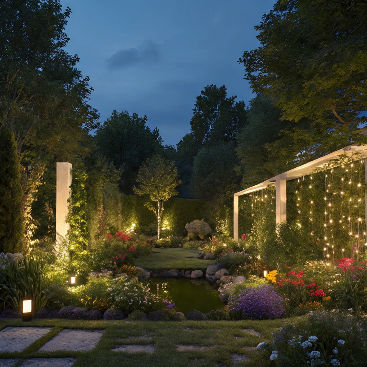 garden lighting design at night