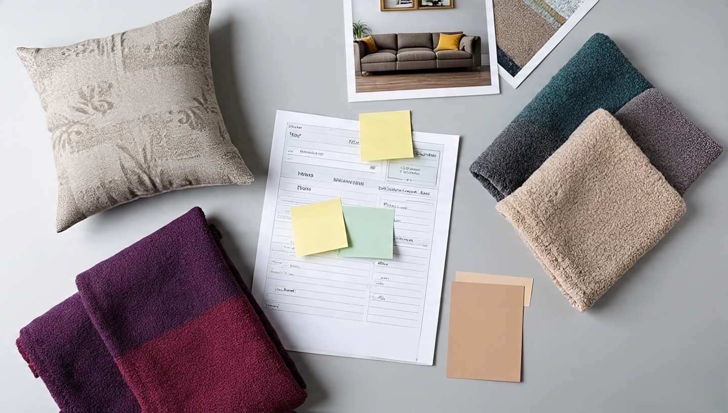 Flat lay of budgeting tools in neutral tones to plan palette updates